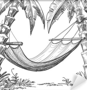 wall-murals-hammock-and-palm-trees-drawing